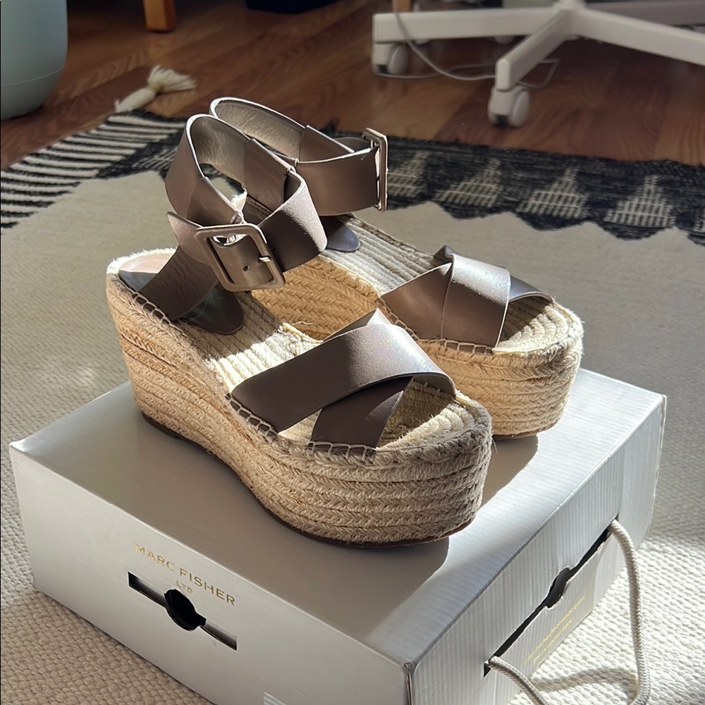 Marc Fisher Brown Espadrille Platform Shoes